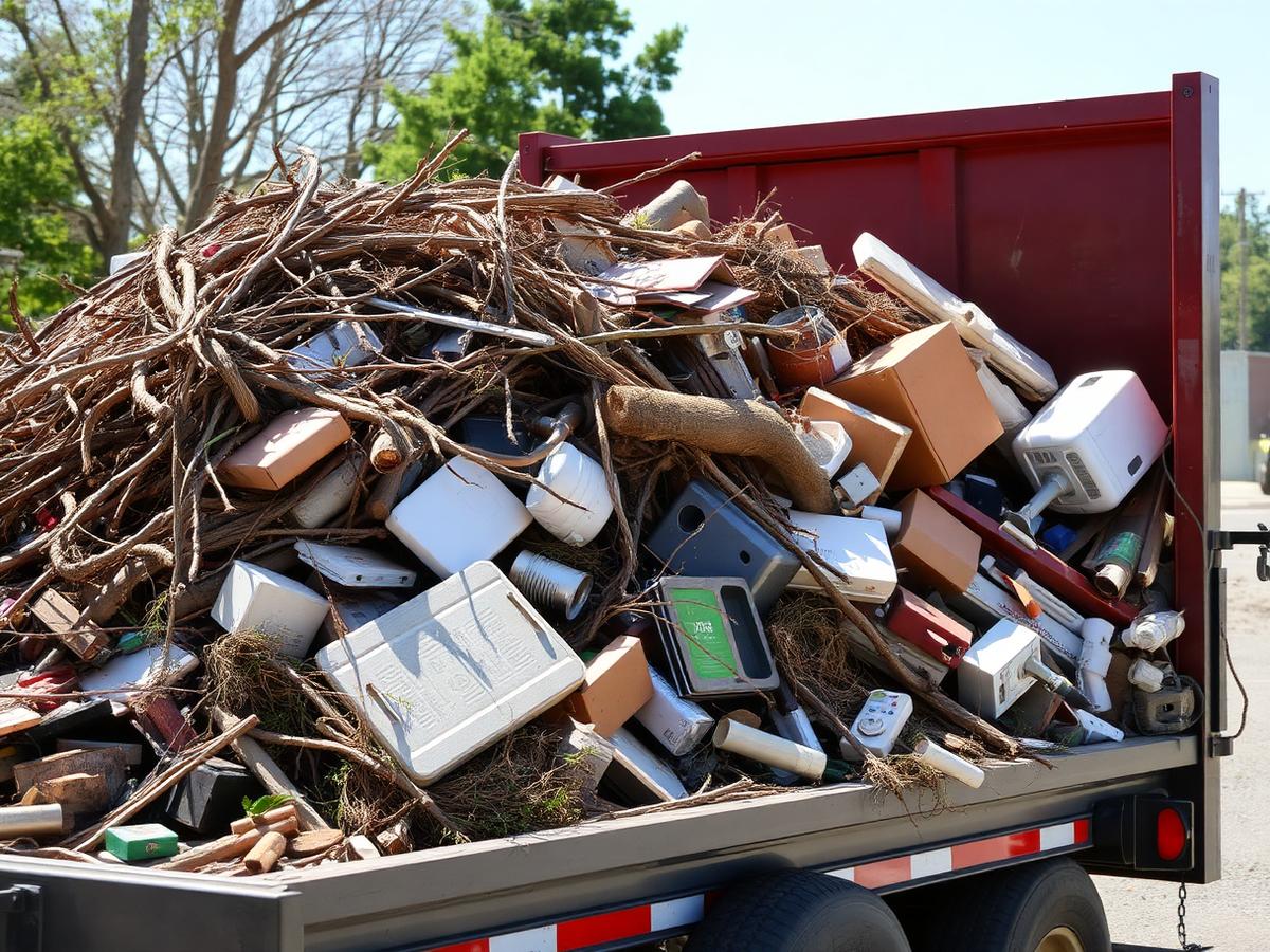 Trailer loaded with yard waste and debris